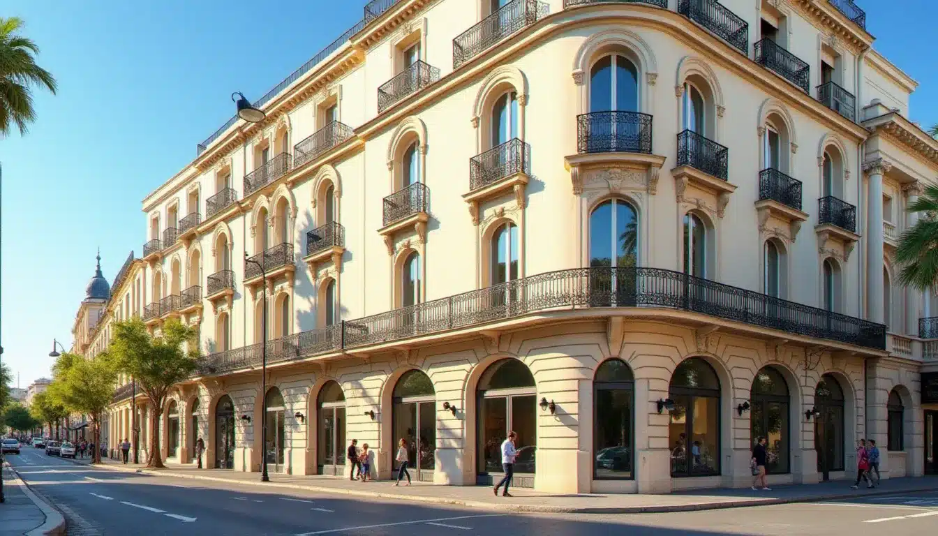 Façade haussmannienne de l'hôtel Continental Marseille sur La Canebière sous la lumière méditerranéenne d'après-midi