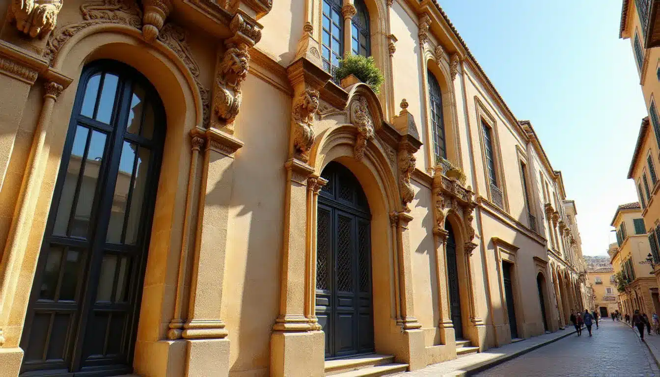 Façade gothique Renaissance de l'hôtel de Cabre à Marseille, demeure civile du XVIe siècle classée monument historique, éclairée par la lumière matinale méditerranéenne sur la Grand-Rue