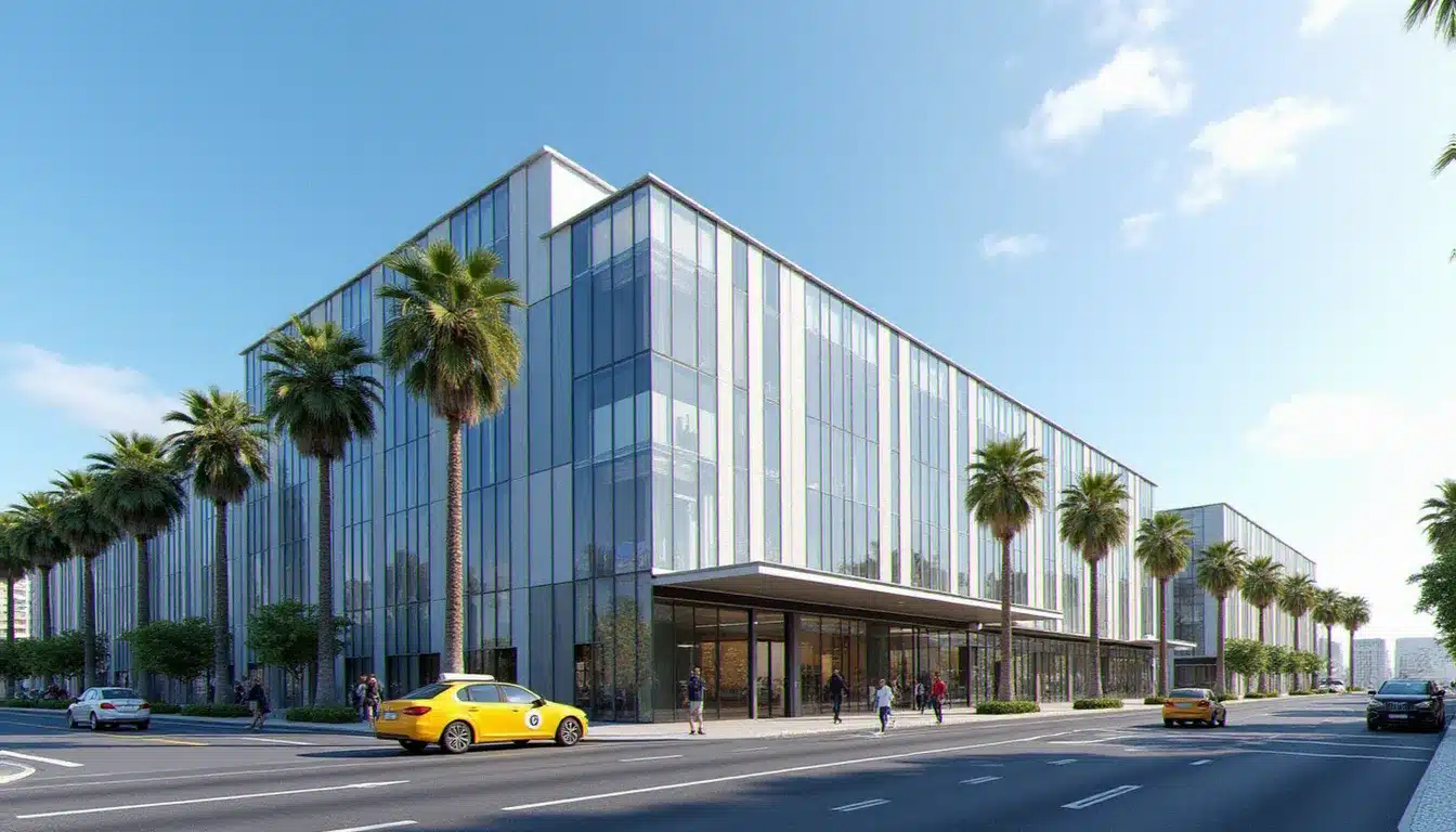 Façade du Hotel Tivoli Oriente Lisboa donnant sur l'avenue Dom João II avec la Gare d'Oriente visible en arrière-plan