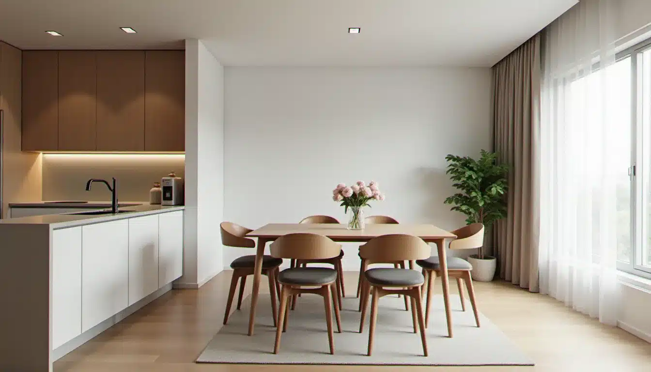 Appartement type du Naturella Hotel & Apart avec coin cuisine équipé, table à manger et lumière naturelle