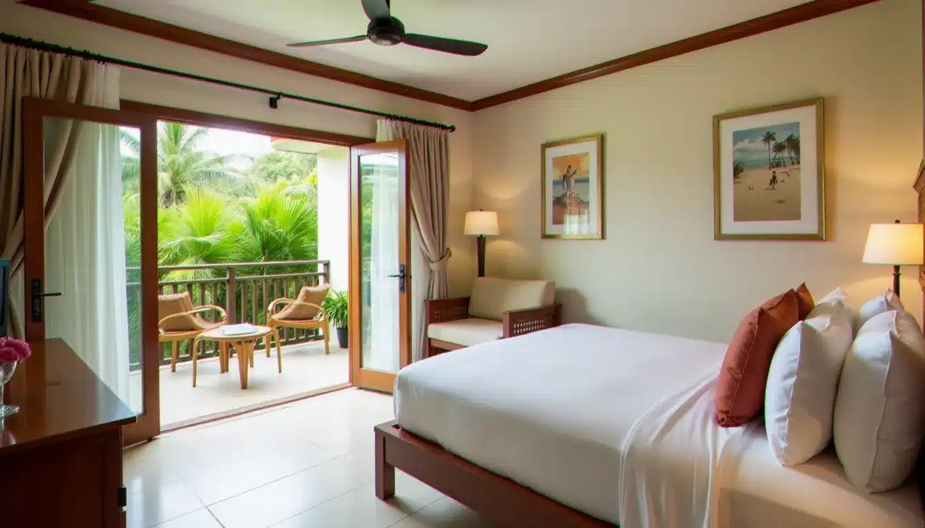 Chambre confortable avec balcon vue jardin au VH Gran Ventana Puerto Plata, représentant les avis clients sur le confort des hébergements de l'établissement