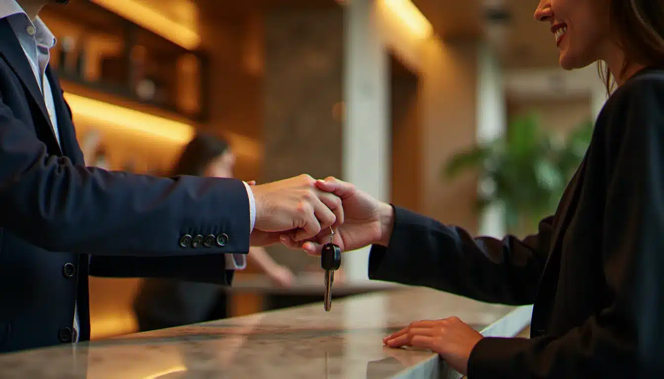 Réception d'un hôtel indépendant lors d'un enregistrement en direct, alternative à la réservation via plateforme pour obtenir un meilleur tarif