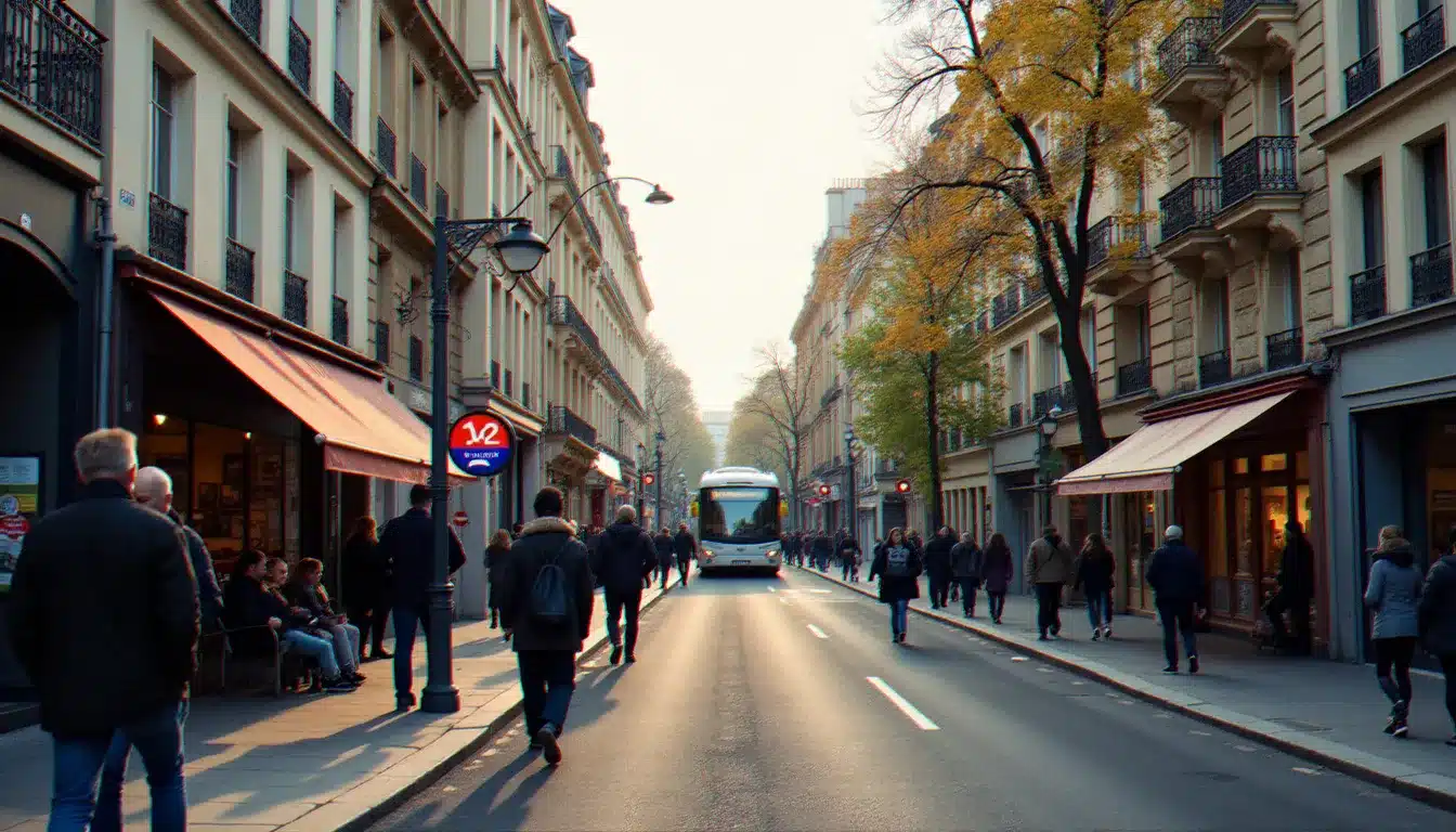 Vue de la rue de Tolbiac dans le 13e arrondissement de Paris, avec la station de métro Tolbiac et les commerces environnants visibles depuis le trottoir