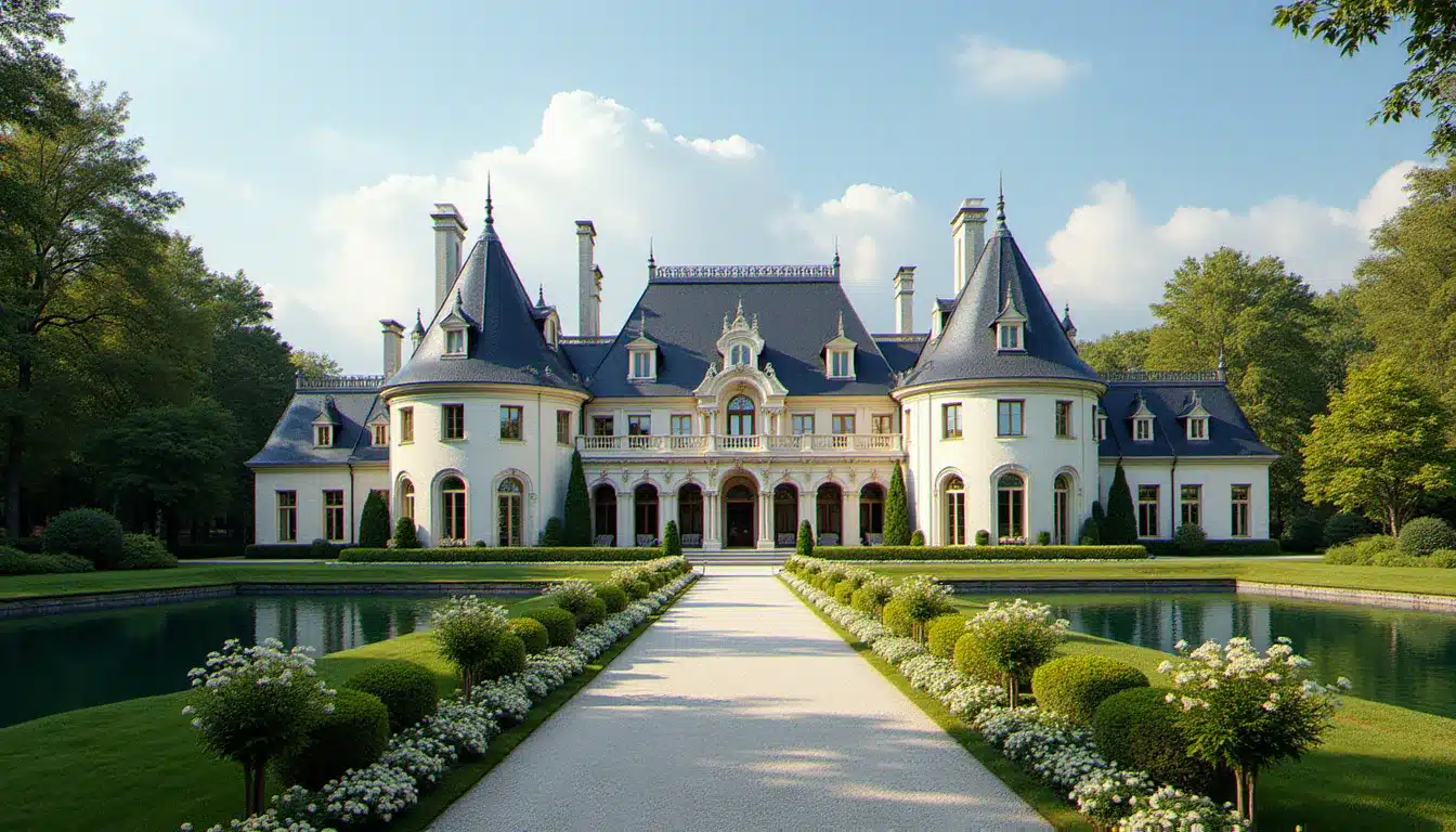 Vue extérieure de l'Hôtel Les Trésoms Lake and Spa Resort avec le lac et les jardins