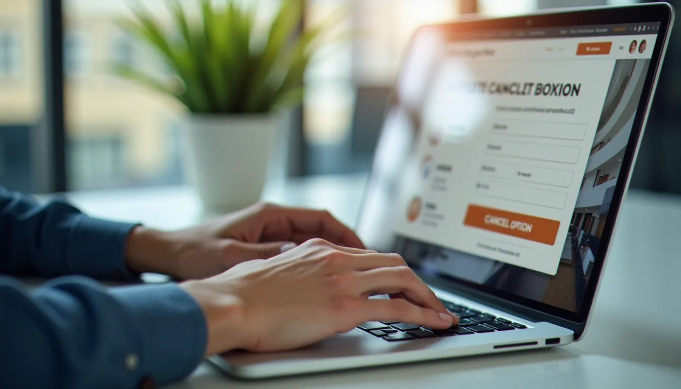 Annulation de réservation d'hôtel en ligne sur ordinateur portable