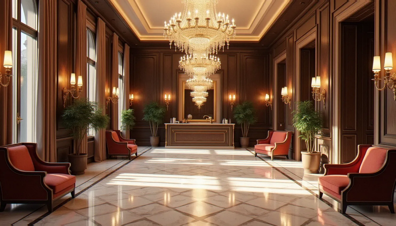 Hall d'accueil luxueux d'hôtel parisien